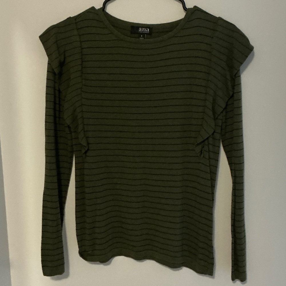 a.n.a Olive Striped Long Sleeve Top